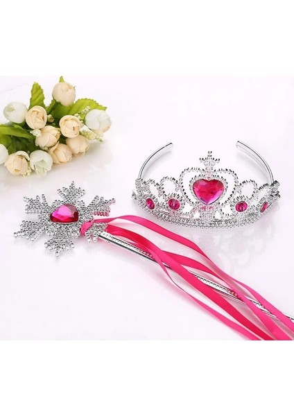 04PEMBE Çocuklar Kız Kar Buz Kraliçesi Prenses Tiara Saç Tarakları Taç Sihirli Değnekler Peri Değnek Prenses Diademe Prenses Aksesuarları (Yurt Dışından)