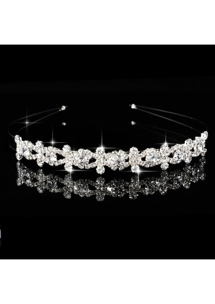 No.23 Boyutu Prenses Düğün Gelin Nedime Tiara Taç Kafa Bandı Kızlar Kristal Rhinestone Takı Saç Aksesuarları Gelin Kafası Süsleme (Yurt Dışından)