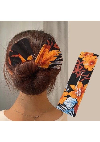 No.22 Boyutu AMORCOME1PC Deft Bun Saç Bandı Kadın Saç Şekillendirici Renkli Bitki Desen Saç Bun Maker At Kuyruğu Tutucu Saç Aksesuarı (Yurt Dışından) modelleri