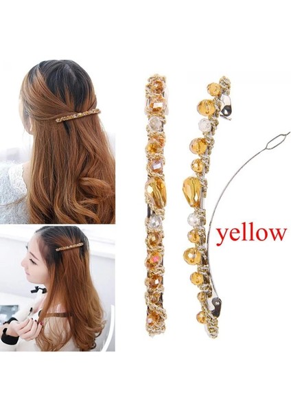 Sarı Moda Kristal Rhinestone Tokalar Tokalar Kore Tokalarım Kadınlar Kızlar Için Saç Klipleri Saç Takı Aksesuarları Hediye (Yurt Dışından)