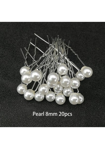 Inci 8mm 20 Adet Moda Kadınlar Simüle Inci Tokalar Metal Barrette Klip Düğün Gelin Tiara Saç Aksesuarları Düğün Saç Tasarım Araçları (Yurt Dışından)