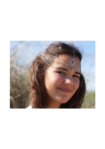 Siyah Tabanca Kaplama Çingene Türk Bohem Kafa Zinciri Hint Saç Takı Tribal Alın Dans Düğün Saç Aksesuarları Boho Kafa Bandı Başlıklar (Yurt Dışından)