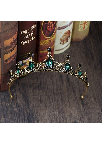Yeşil Mvexo Moda Zarif Vintage Küçük Barok Yeşil Kristal Tiaras Taçlar Kadınlar Kızlar Için Gelin Düğün Saç Takı Aksesuarları (Yurt Dışından) fiyatları