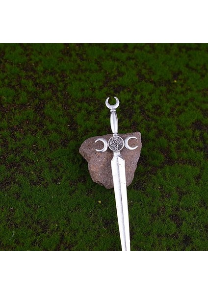 Resim Olarak Cadı Kılıç Crescent Moon Goddness Saç Sopa Pagan Occulet Firkete Muska Ruh Saç Takı Kadınlar Için (Yurt Dışından)
