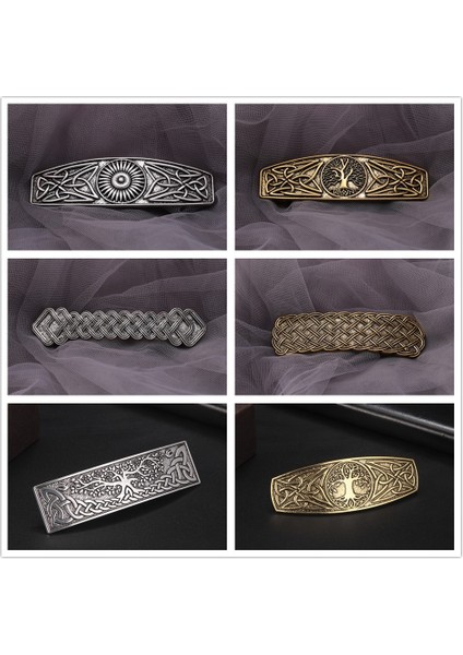 C Hayat Ağacı Gümüş Skyrim Viking Pusula Tokalar Vintage Muska Celtics Düğüm Nordic Runes Hayat Ağacı Barrette Saç Tokası Aksesuarları Kadınlar Için (Yurt Dışından)