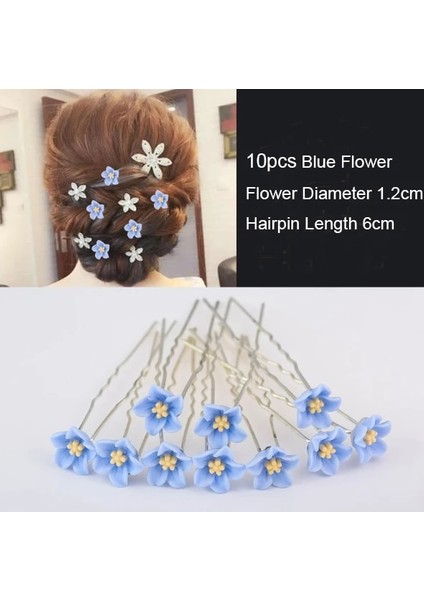 Mavi 10 Adet Moda Kadınlar Simüle Inci Tokalar Metal Barrette Klip Düğün Gelin Tiara Saç Aksesuarları Düğün Saç Tasarım Araçları (Yurt Dışından)