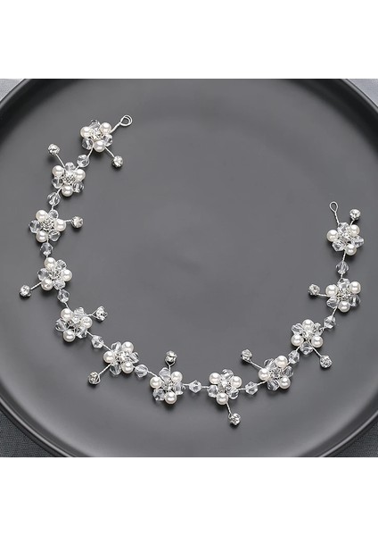 Siyah Çinko Kaplama Gümüş Renk Moda Inci Saç Bantları Vines Düğün Saç Aksesuarları Kadın Takı Için El Yapımı Bakır Kristal Bantlar (Yurt Dışından)