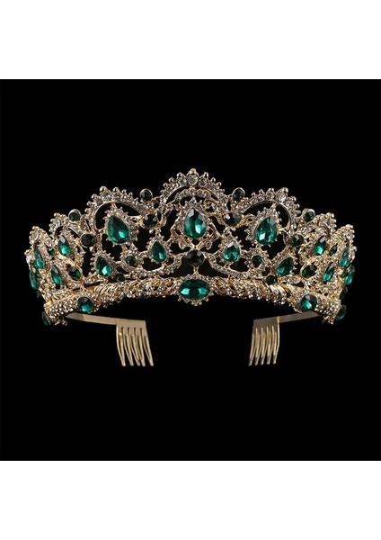 Gümüş Taraksız Kmvexo Avrupa Damla Yeşil Kırmızı Kristal Tiaras Vintage Altın Rhinestone Pageant Taçlar ile Tarak Barok Düğün Saç Aksesuarları (Yurt Dışından) fiyatları