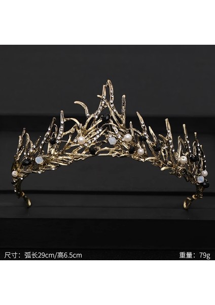Saf Altın Rengi Vintage Barok Kraliçe Tiara Düğün Taç Gelin Diadem Altın Kristal Rhinestone Kafa Takı Başlığı Düğün Saç Aksesuarları (Yurt Dışından) fırsatları