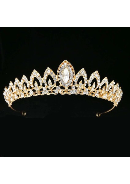 Altın Gül Yeni Avrupa ve Amerika Muhteşem Kristal Takı Tiara Taç Alaşım Rhinestone Gelin Küçük Taç Kafa Düğün Headdress (Yurt Dışından) modelleri