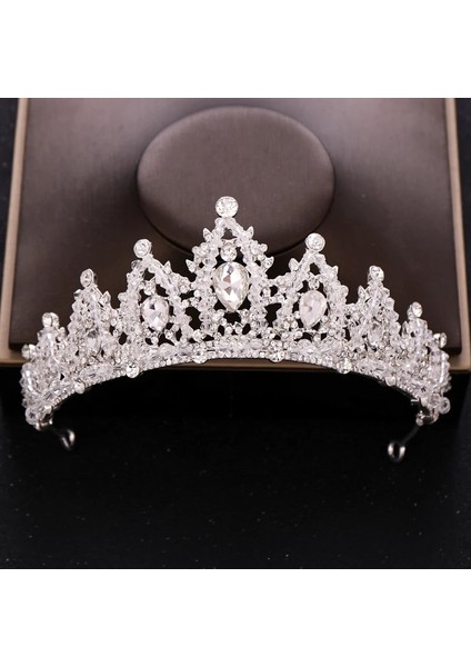 Gümüş Kaplı Düğün Tacı Gelin Başlığı Altın Gümüş Renk Rhinestone Kristal Diadem Kraliçe Taç Prenses Tiaras Düğün Saç Takı (Yurt Dışından)