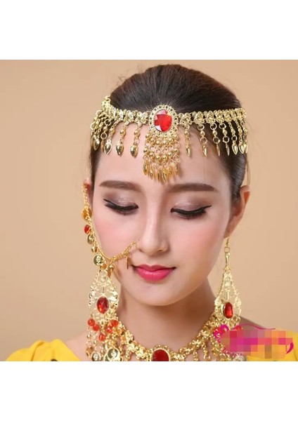 No.4 Boyutu Saç Dekorasyon Saç Bandı Kafa Dans Gösterisi Hint Takı Kafa Aksesuarları Oryantal Dans Bohemian Boho Sikke Kafa Zincir Saç (Yurt Dışından) fırsatları