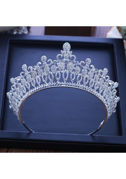 Stil T Çeşitli Gümüş Renk Altın Kristal Taçlar Gelin Tacı Moda Kraliçesi Düğün Taç Başlığı Düğün Saç Takı Aksesuarları (Yurt Dışından) fırsatları