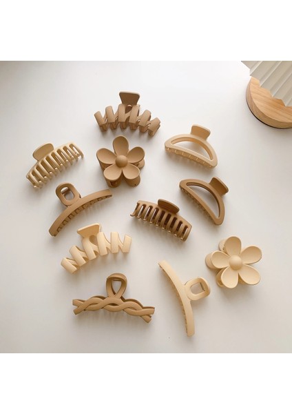 Saç Pençeleri Stili F Yeni Kore Güz ve Kış Süt Çay Rengi Kahverengi Akrilik Saç Pençeleri Klipler Çok Renkli Geometrik Mat Saç Tokası Aksesuarları (Yurt Dışından) fırsatları