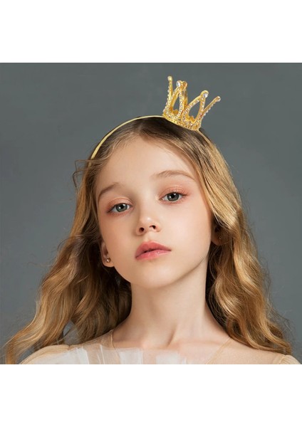 F-0851-E Moda Saç Takı Küçük Kız Tiara Kafa Altın Renk Sevimli Kristal Tiara Kız Taç Hairbands Kadınlar Için Kafa Bantları (Yurt Dışından) fiyatları