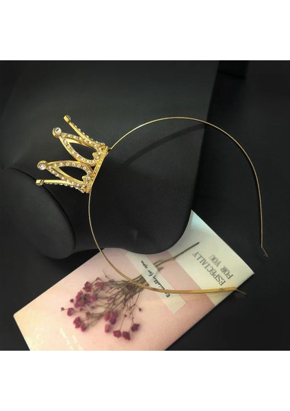 F-0851-E Moda Saç Takı Küçük Kız Tiara Kafa Altın Renk Sevimli Kristal Tiara Kız Taç Hairbands Kadınlar Için Kafa Bantları (Yurt Dışından) modelleri