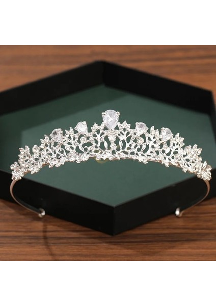 Mavi Gümüş Renk Taç ve Tiara Düğün Saç Aksesuarları Kadınlar Için Taç Gelin Kristal Rhinestone Diadema Tiaras Gelin Tacı (Yurt Dışından) modelleri