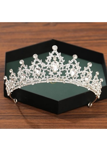 Mavi Gümüş Renk Taç ve Tiara Düğün Saç Aksesuarları Kadınlar Için Taç Gelin Kristal Rhinestone Diadema Tiaras Gelin Tacı (Yurt Dışından) indirimleri