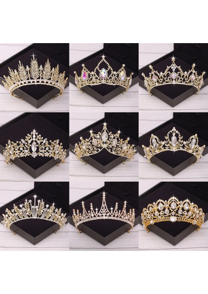 Antik Bronz Kaplama Gelin Tacı Altın Düğün Saç Aksesuarları Kristal Yapay Elmas Gelin Düğün Tiaras ve Taçlar Başlık Diadema Saç Süsleme (Yurt Dışından) fiyatları