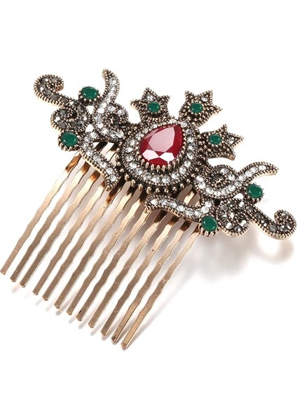 Yeşil Kinel Yeni Retro Altın Taç Saç Tarak Kadınlar Için Türk Arap Düğün Takı Mozaik Taklidi Zarif Etnik Gelin Hediyesi (Yurt Dışından) fiyatları