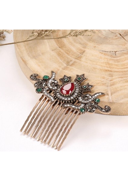 Yeşil Kinel Yeni Retro Altın Taç Saç Tarak Kadınlar Için Türk Arap Düğün Takı Mozaik Taklidi Zarif Etnik Gelin Hediyesi (Yurt Dışından) indirimleri