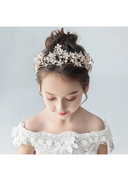 No.10 Boyutu Moda Altın Gümüş Renk Kristal Taçlar Çocuklar Için Çocuk Kız Inciler Tiaras Diadems Düğün Saç Aksesuarları Gelin Takı (Yurt Dışından)