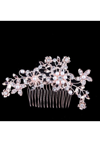 No.4 Boyutu Carddoor Yeni Moda Yapay Elmas Gül Sarı Saç Tarak Headdress Takı Yapay Elmas Inci Çiçek El Yapımı Düğün Saç Aksesuarları (Yurt Dışından)