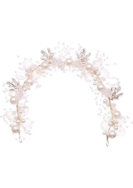 Hiçbiri Altın Çiçek Inci Kafa Tiara Taç Düğün Gelin Prenses Saç Bantları Saç Takı Kristal Inci Aksesuarları Gelin Headdress (Yurt Dışından) indirimleri
