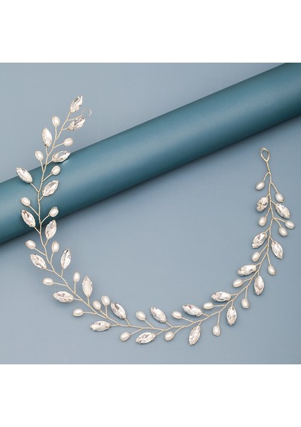Mavi Çinko Kaplama Inci Rhinestone Çiçek Kafa Bandı Düğün Saç Aksesuarları Kadınlar Için Gelin Kafa Bandı Saç Takı Açık Altın Düğün Aksesuarları (Yurt Dışından)