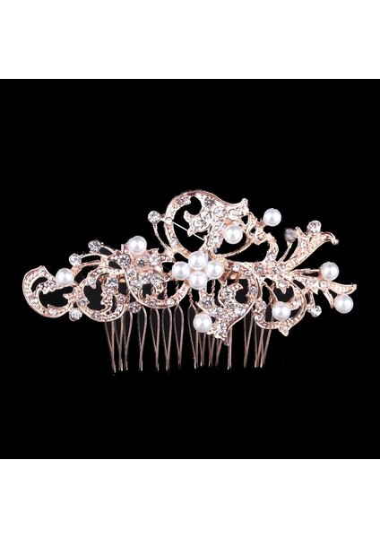 No.2 Boyutu Carddoor Yeni Moda Yapay Elmas Gül Sarı Saç Tarak Headdress Takı Yapay Elmas Inci Çiçek El Yapımı Düğün Saç Aksesuarları (Yurt Dışından)