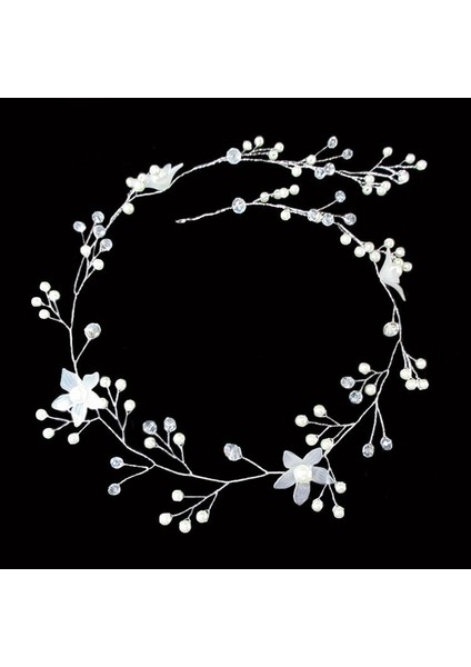 E-Gümüş 60CM Moda Kristal Düğün Headdress Rhinestones Kafa Bandı Gelin Taç Çiçek Firkete Saç Tokası Gelin Takı Saç Aksesuarları (Yurt Dışından)