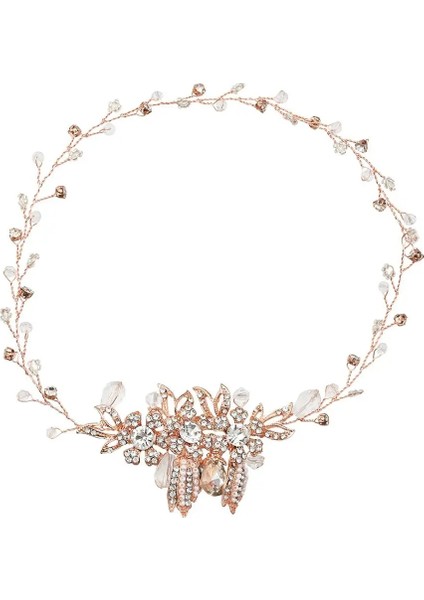 Rg Altın Çiçek Inci Kafa Tiara Taç Düğün Gelin Prenses Saç Bantları Saç Takı Kristal Inci Aksesuarları Gelin Headdress (Yurt Dışından)