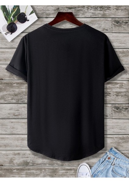 Erkek Siyah Dream Baskılı Oversize Bisiklet Yaka Tshirt fiyatları