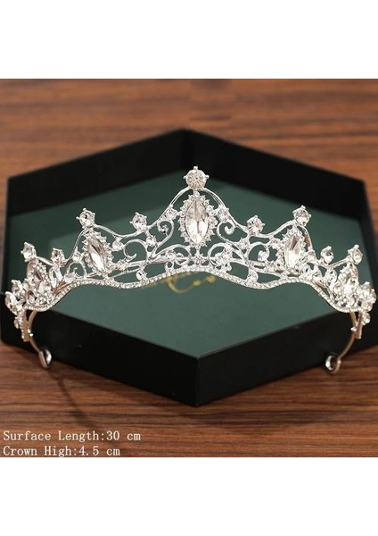 Mavi Çinko Kaplama Gümüş Renk Taç ve Tiara Düğün Saç Aksesuarları Kadınlar Için Taç Gelin Kristal Rhinestone Diadema Tiaras Gelin Tacı (Yurt Dışından)