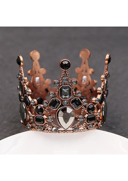 Altın Rengi Gelin Düğün Tiaras Kristal Küçük Taç Doğum Günü Pastası Pişirme Dekoratif Kafa Takı Çocuk Küçük Diadem Saç Aksesuarları (Yurt Dışından) fırsatları