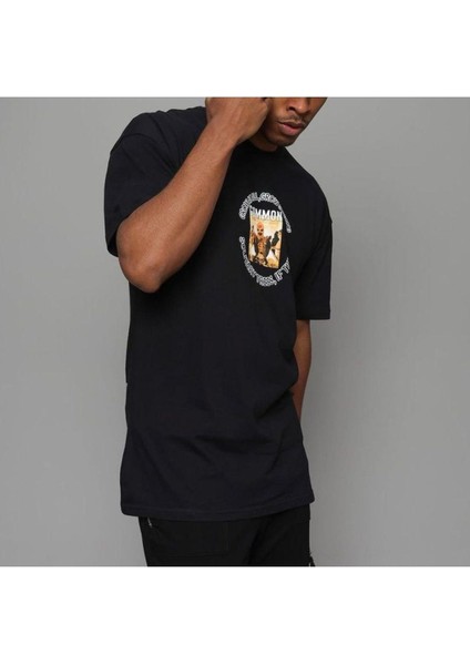 Blacksokak Erkek Siyah Common Baskılı Oversize Bisiklet Yaka Tshirt fiyatları