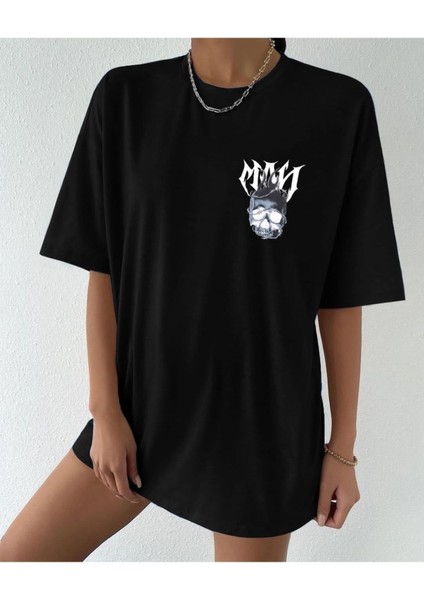 Blacksokak Kadın Kurukafa Baskılı Bisiklet Yaka Tshirt fiyatları