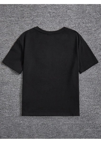 Blacksokak Erkek Çocuk Siyah Gamepad Baskılı Oversize Bisiklet Yaka Tshirt fiyatları