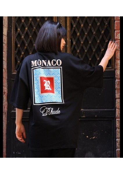 Blacksokak Kadın Siyah Monaco Oversize Bisiklet Yaka Tshirt