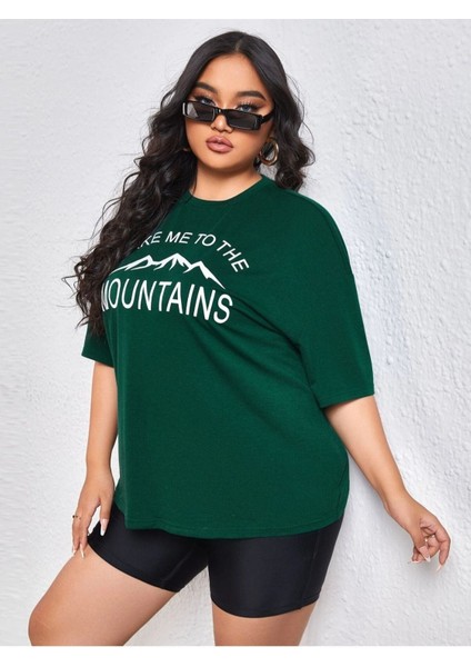 Kadın Yeşil Mountaıns Bisiklet Yaka Tshirt modelleri