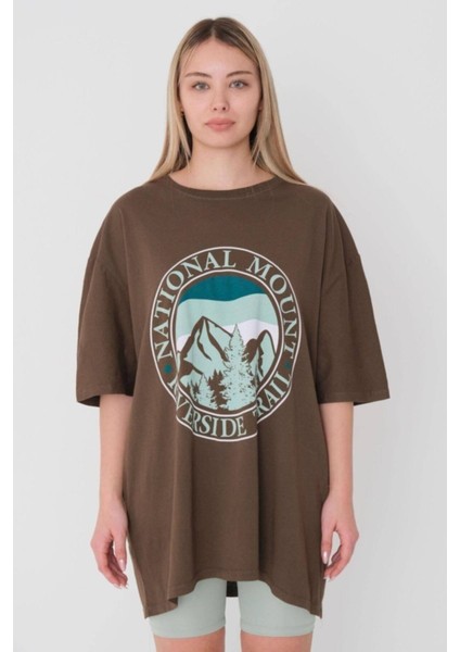 Kadın Kahverengi Natıonal Mount Rıversıde Traıl Baskılı Tshirt