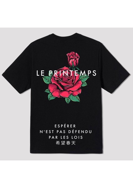 Blacksokak Kadın Siyah Gül Baskılı Oversize Tshirt fiyatları