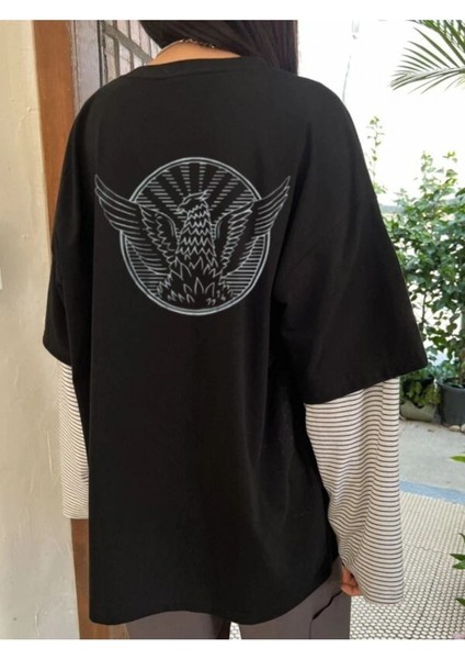 Kadın Siyah I Never Liked You Baskılı Oversize Bisiklet Yaka Tshirt fiyatları