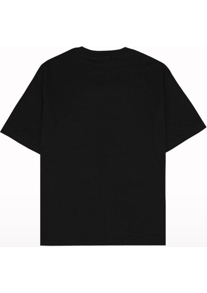 Unisex Hayalet Gangster Baskılı Oversize Bisiklet Yaka Tshirt