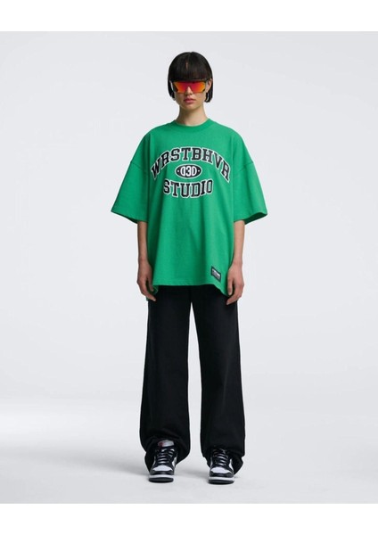 Blacksokak Kadın Yeşil Wastbhva Studıo Baskılı Oversize Bisiklet Yaka Tişört fiyatları
