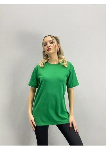 Blacksokak Kadın Yeşil Life Is Good Baskılı Oversize Bisiklet Yaka Tshirt modelleri