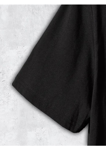 Unisex Siyah Yonca Baskılı Oversize Bisiklet Yaka Kısa Kollu Pamuklu T-Shirt modelleri