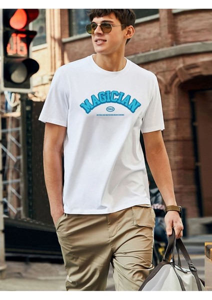 Unisex Beyaz Magıcıan Baskılı Tshirt