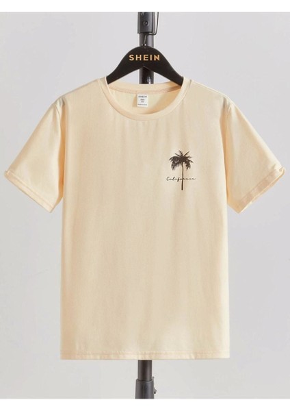 Blacksokak Kids Erkek Çocuk Bej Calıfornıa Baskılı Tişört