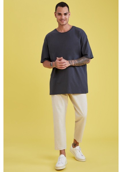 Erkek Gri Earth Baskılı Oversize Tshirt fiyatları